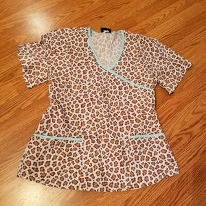 Cheetah scrub top